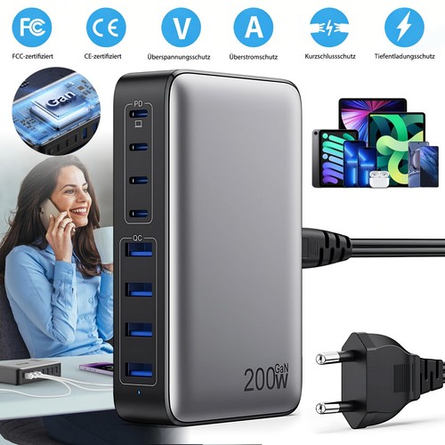 Fach usb ladestation 200w - 8-fach,